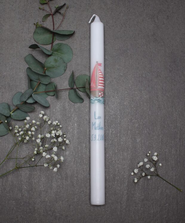 handgemalte Taufkerze Monika Kaltseis Peuerbach Österreich